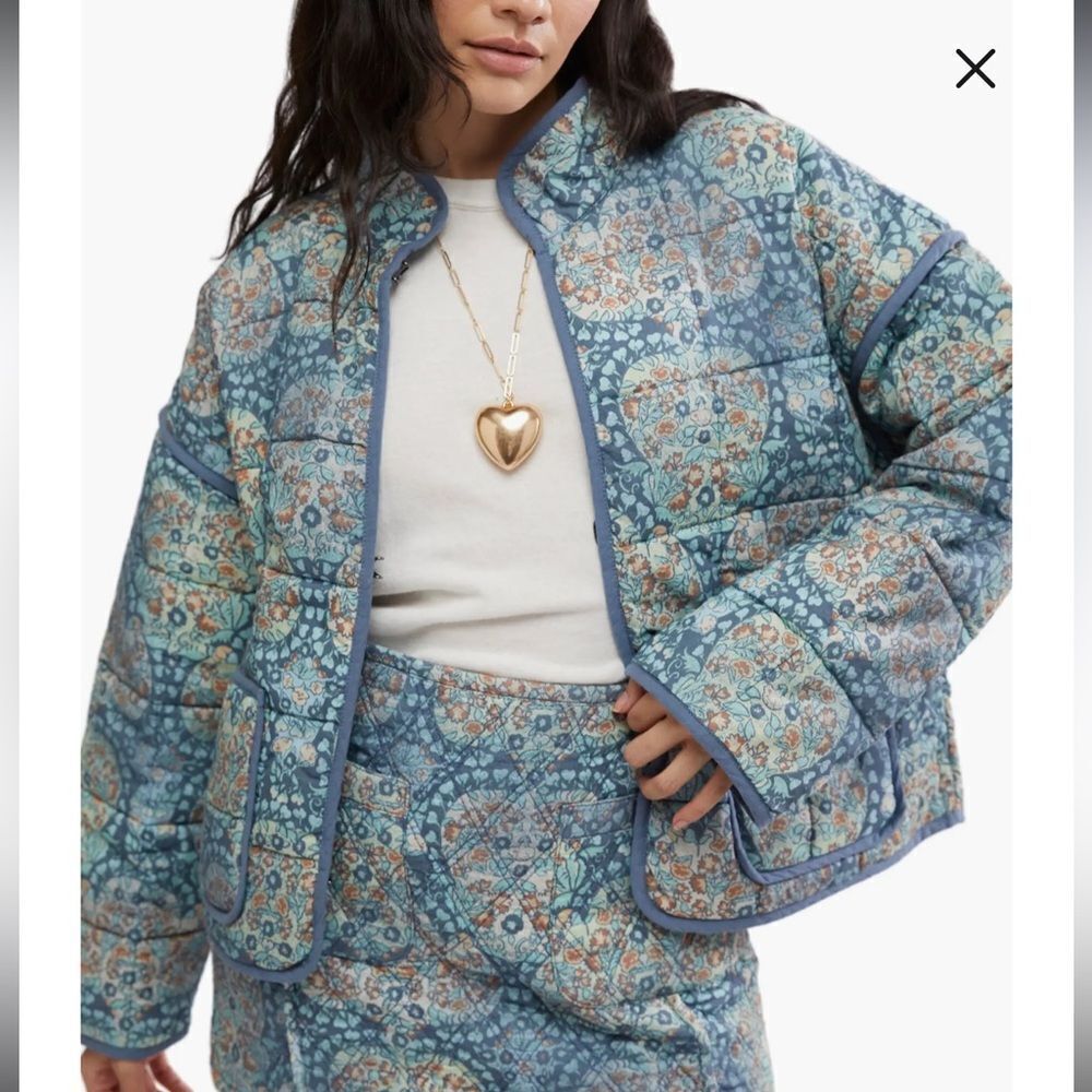 Free People Women's Chloe Cotton Floral Quilted Jacket Size Small